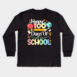 Happy 100 Days Of School 100 Days Of School Teacher Kids Long Sleeve T-Shirt